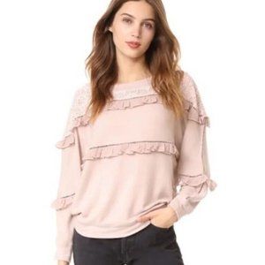 Love Sam Pink Pullover Ruffle lace Inset Sweater Womens‎ Large
